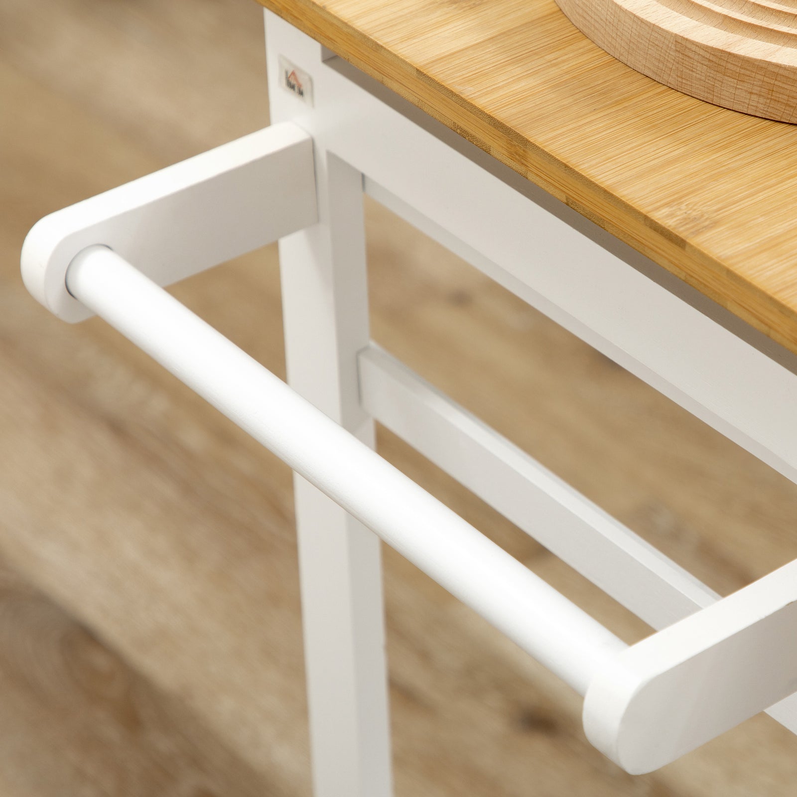 Drop Leaf Bamboo Breakfast Cart With Two Kitchen Stools