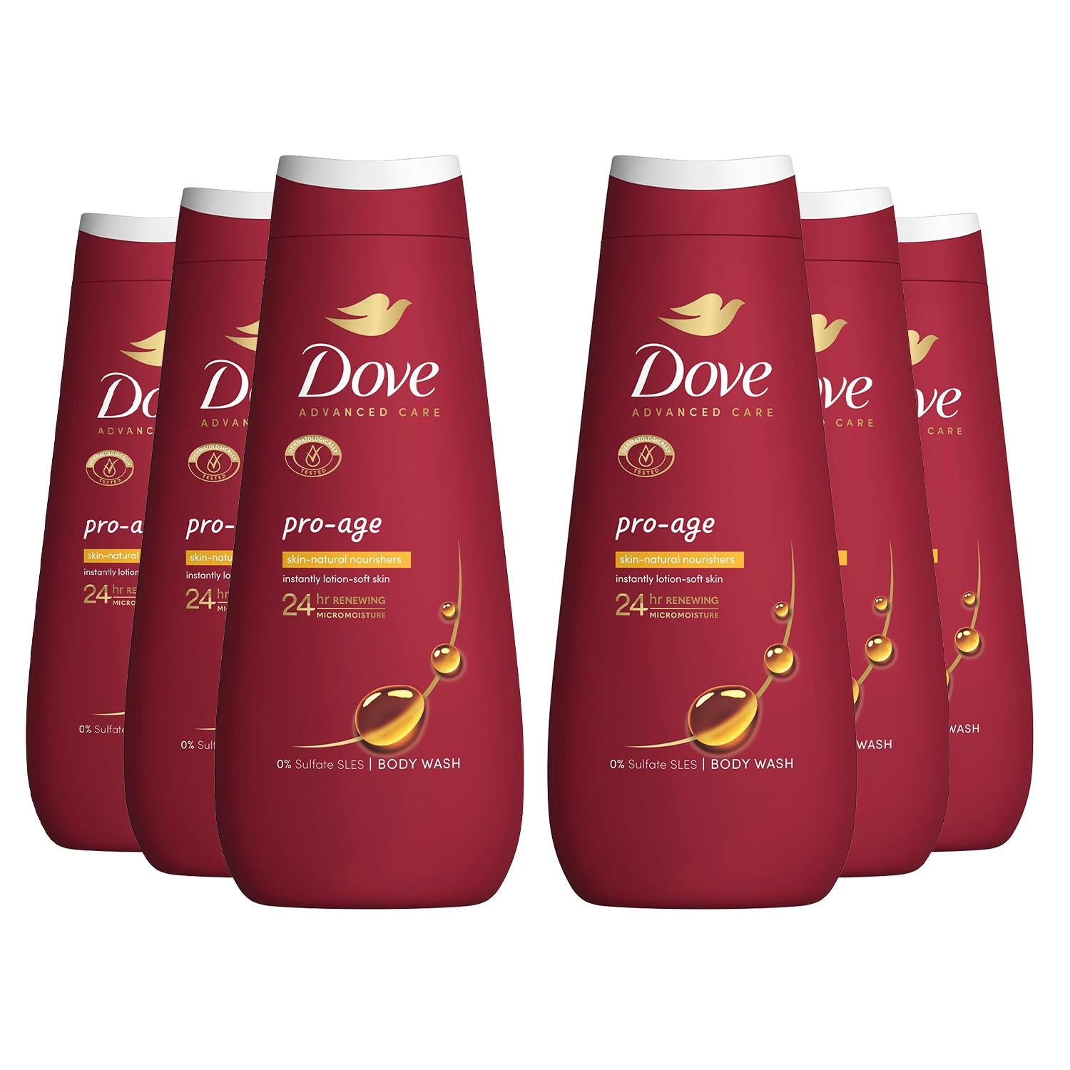 Advanced Care Body Wash Pro Age For 24hrs Renewing Micromoisture 400ml, 6pk