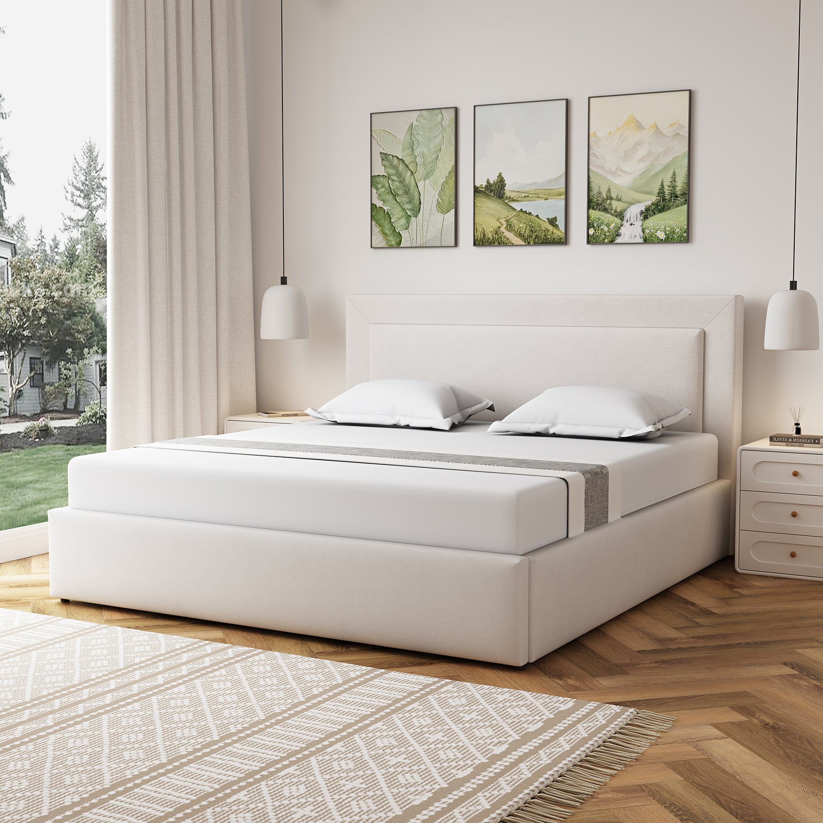 Weston Fabric Ottoman Bed Frame | Super King | Beige
