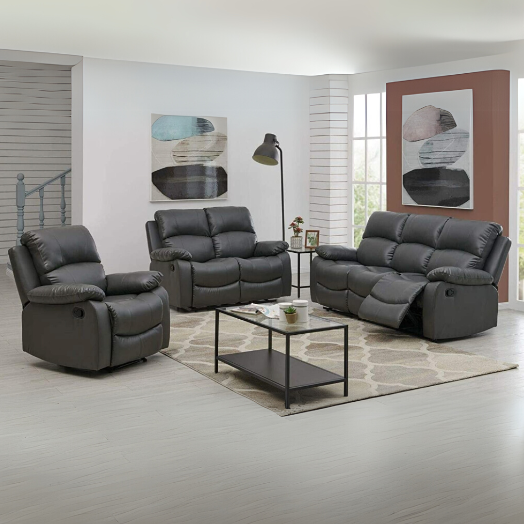 Bonded Leather Recliner Armchair | Grey