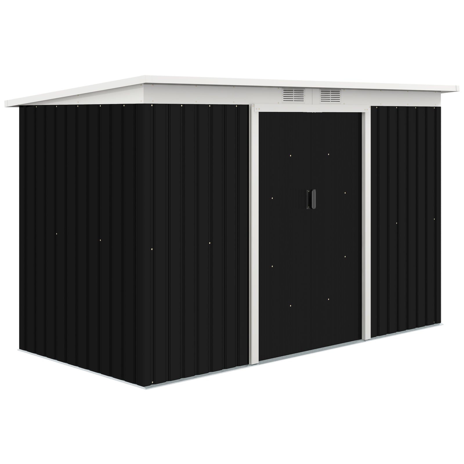 9 X 4ft Outdoor Metal Frame Garden Storage Shed W/ 2 Door | Dark Gray