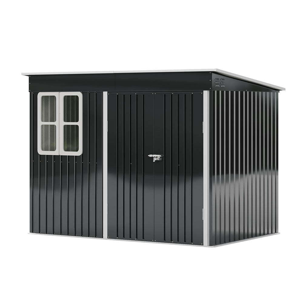8.5x5.5ft Heavy Duty Outdoor Metal Garden Shed Lockable Weatherproof Storage Shed For Patio Or Backyard