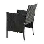 3-piece Pe Rattan Garden Furniture Set, Outdoor Patio Table And Chairs Set | Black