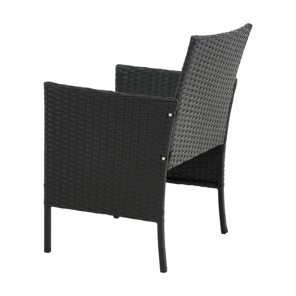 3-piece Pe Rattan Garden Furniture Set, Outdoor Patio Table And Chairs Set | Black