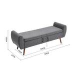 Extra Large Linen Storage Bench – Upholstered Ottoman Seat With Hidden Compartment, 151cm Wide Hallway Or Bedroom Bench | Grey