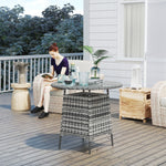 Patio Furniture Rattan Garden Table W/ Umbrella Hole | Gray