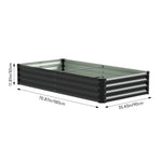 Rectangular Garden Bed – Durable Steel Raised Planter With Safe Edges,180cm W X 90cm D X 30cm H, 2 Support Bars | Black