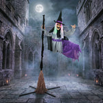 HOMCOM 200cm Life Size Animated Witch, Scary Halloween Animatronic Decor