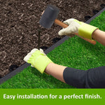 Invisible Lawn Edging - Flexible Recycled Plastic Garden Edging | Set of 10 | Black