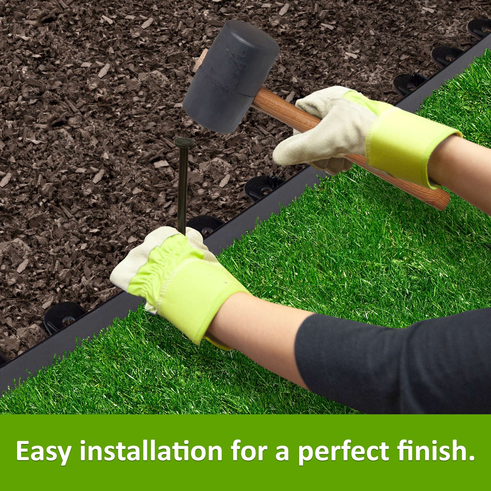 Invisible Lawn Edging - Flexible Recycled Plastic Garden Edging | Set of 1 | Black