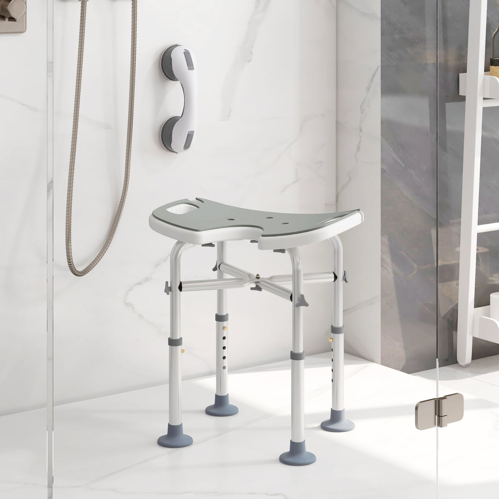 Aluminium Shower Stool For Elderly Disabled Non-slip | One Size | Gray
