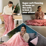 Electric Heated Fleece Over Blanket With Adjustable Digital Control & Safety Timer | Blush Pink