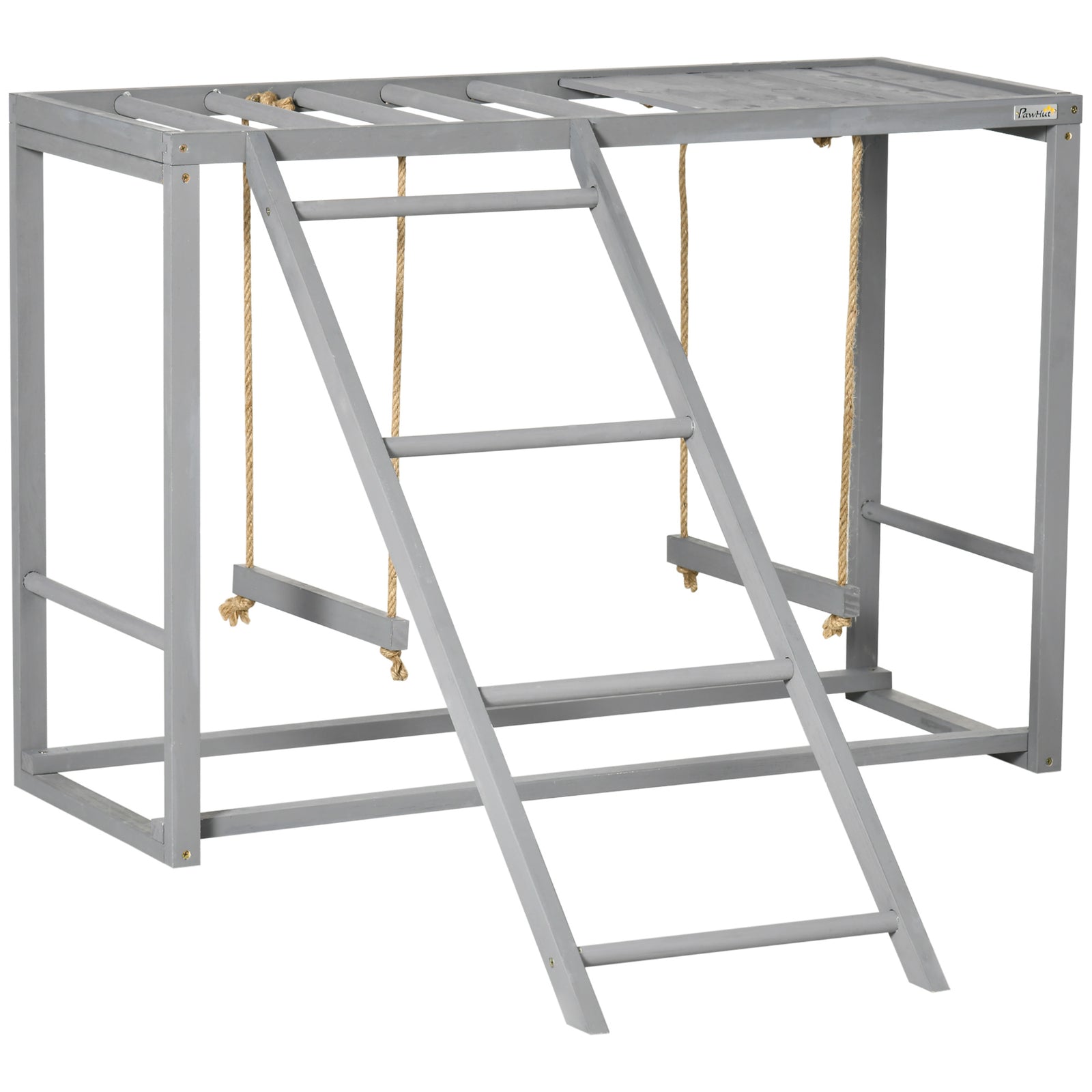 Pawhut Chicken Activity Play Chicken Coop With Swing Set For 3-4 Chickens, Grey