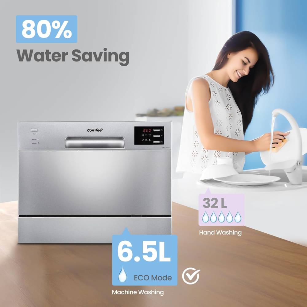 6.5l Freestanding Compact Dishwasher With Led Display