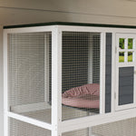 Wooden Cat House With Asphalt Roof, Cat Cage For Multiple Cats White