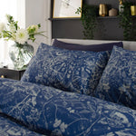 Secret Garden 200 Thread Count Cotton Rich Reversible Duvet Cover Set | Double | Navy Blue
