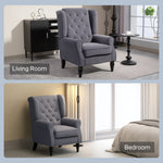 Accent Armchair Home Furniture Retro Tufted Club Fabric | Charcoal Grey
