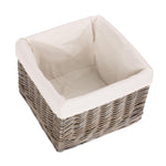 Wicker Square Antique Wash Lined Storage Basket | Small | White