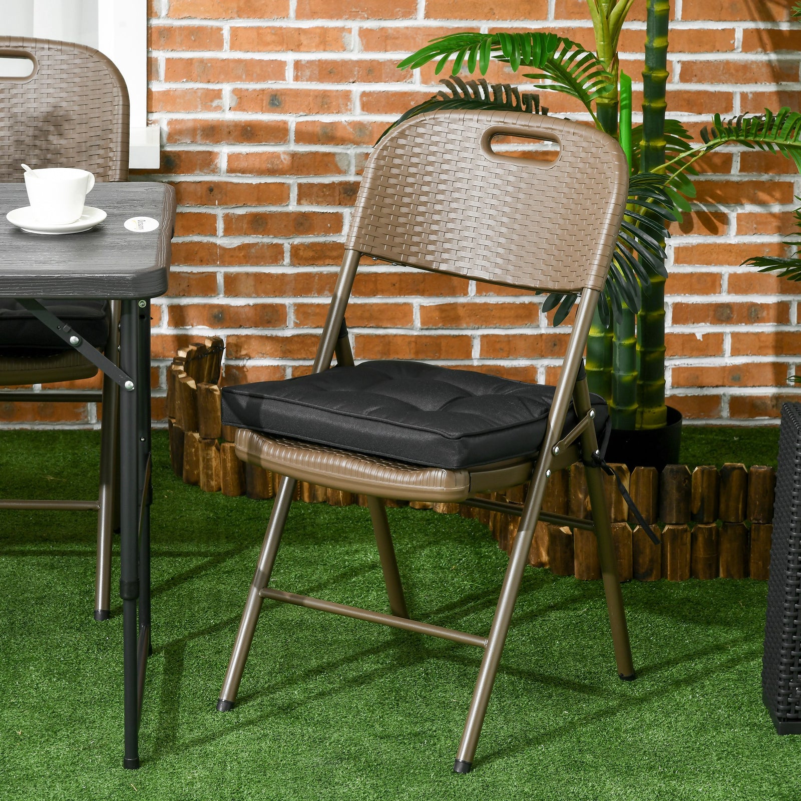 42 X 42cm Replacement Garden Seat Cushion Pad With Ties | Black