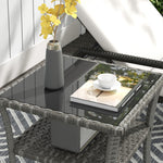 50cm Pe Rattan Coffee Table, Two-tier With Glass Top