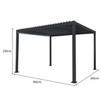 Anthracite Aluminium Pergola With Led Lights - 3m X 4m