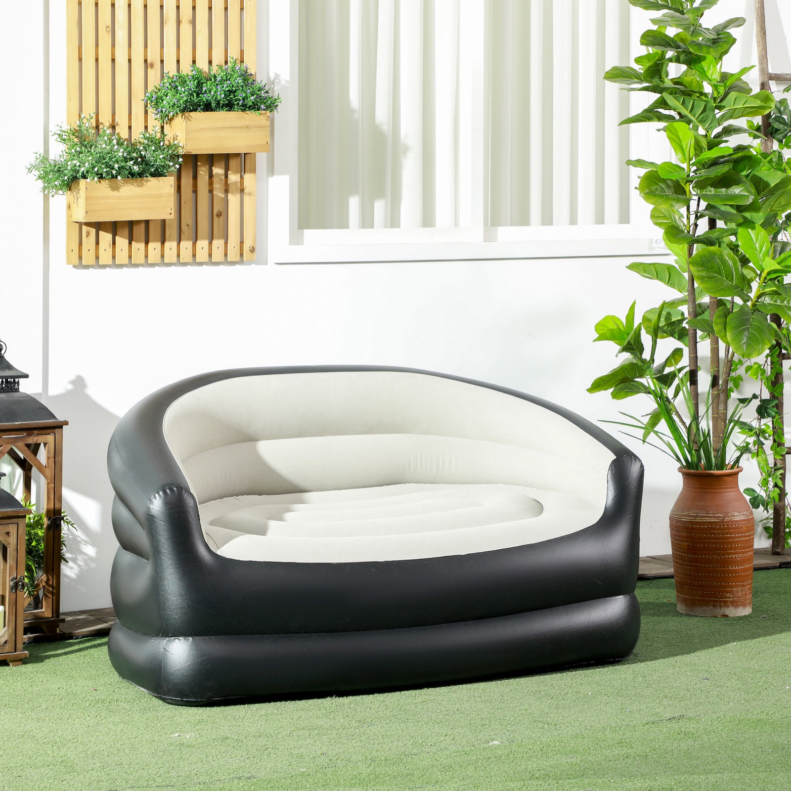Outsunny Grey 2-person Inflatable Sofa