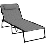 Foldable Sun Lounger W/ Reclining Back | Set-of-1 | Gray