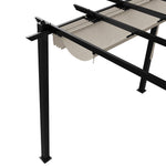 3m X 6m Aluminium Pergola With Retractable Roof,pu-coated Water-resistant Canopy,black Frame Patio Shelter For Garden, Backyard | Beige