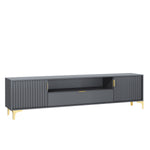 Tide Crest Gold Tv Unit 200cm - Fluted Design | Dark Grey