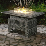 Icarus Rattan Rising Firepit Table | Walnut Grey