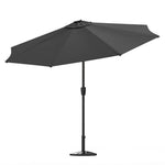 3m Solar Led Patio Umbrella, Outdoor Parasol With 16 Led Tubes, Crank Lift & Push Button Tilt With Round Base | One Size | Dark Grey