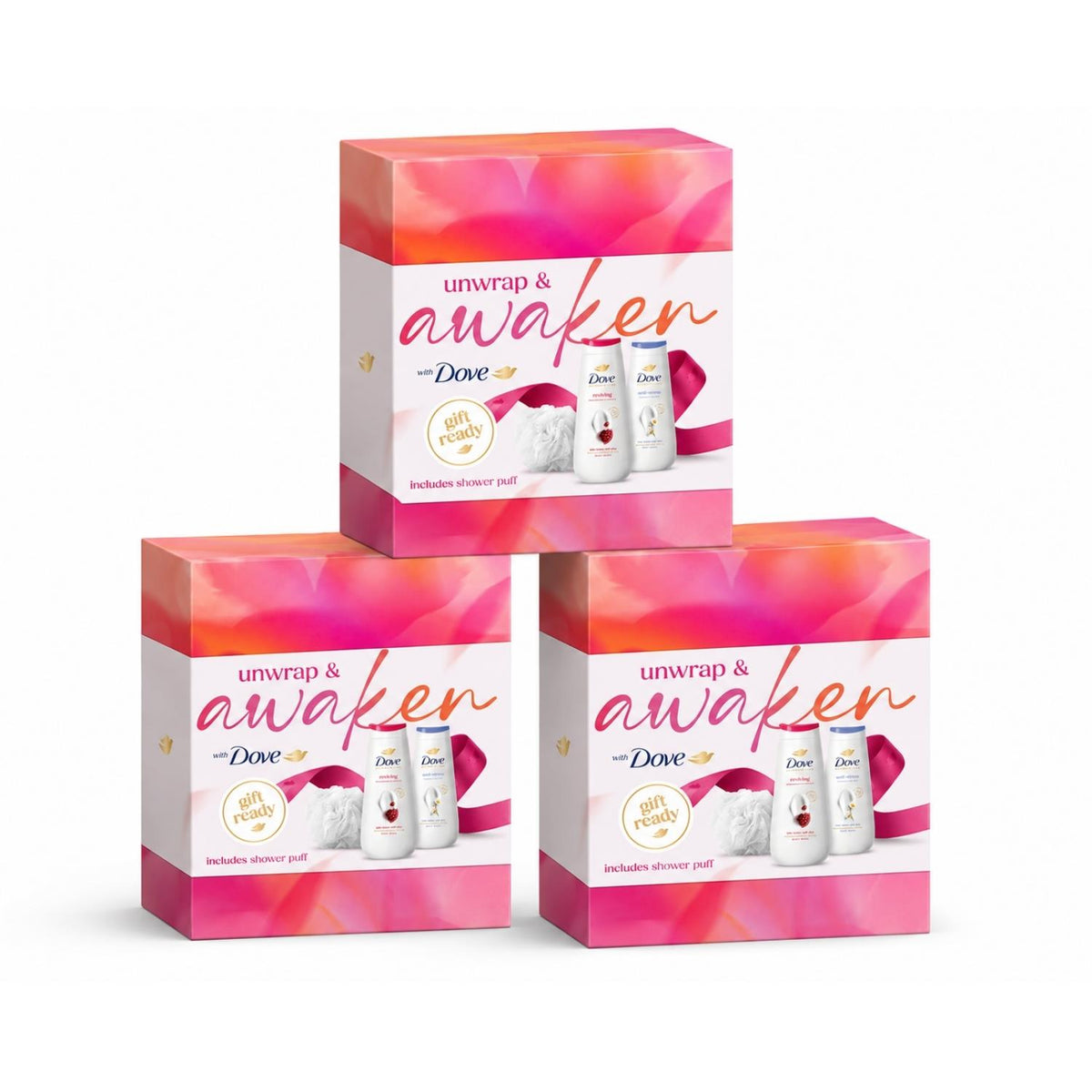 Awaken Body Wash Collection Gift Set With Luxury Shower Puff | Set of 3