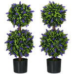 Set Of 2 70/110cm Potted Artificial Ball Tree With Lavender | Medium | Green