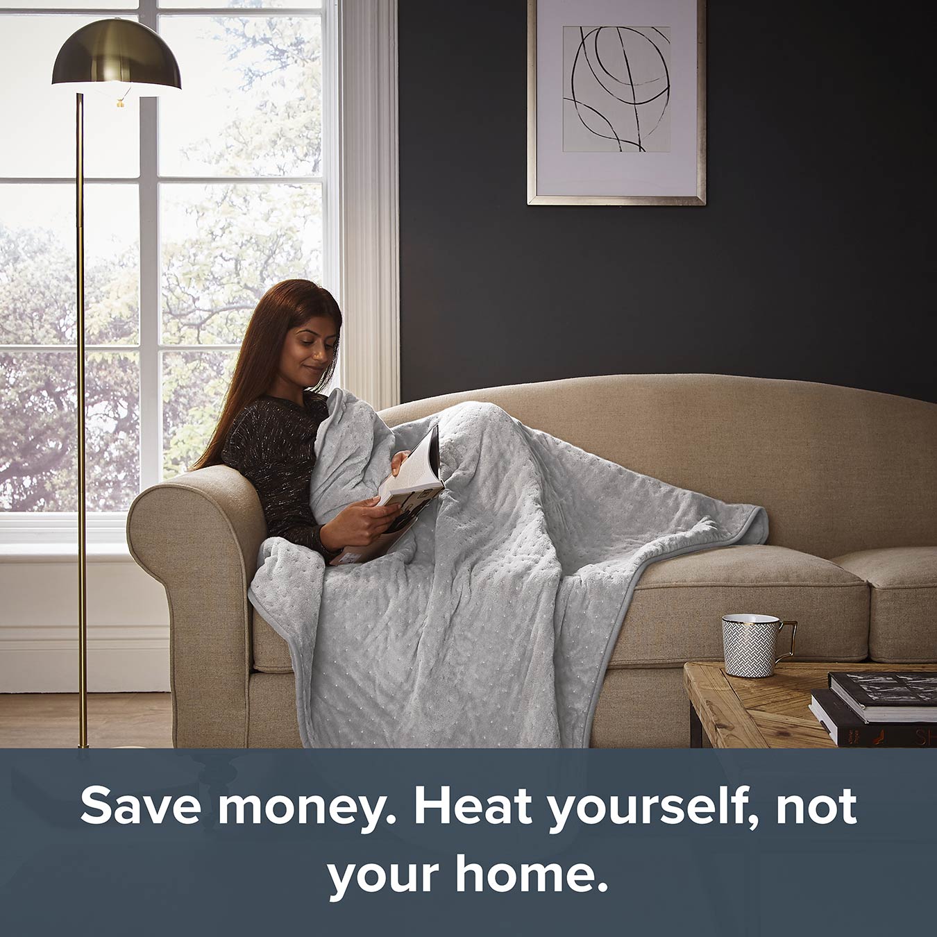 Comfort Control Heated Throw | Navy Blue