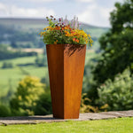 Corten Steel Tall Tapered Square Planter | 90cm | Brown