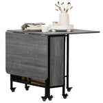 Mobile Drop Leaf Dining Table On Wheels With Storage Shelf