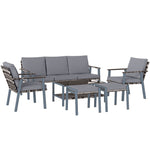 6 Piece Rattan Set, 7 Seater Sofa With Coffee Table