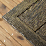 Garden Dining Table, Wood Grain Tabletop, Steel Frame, Brown