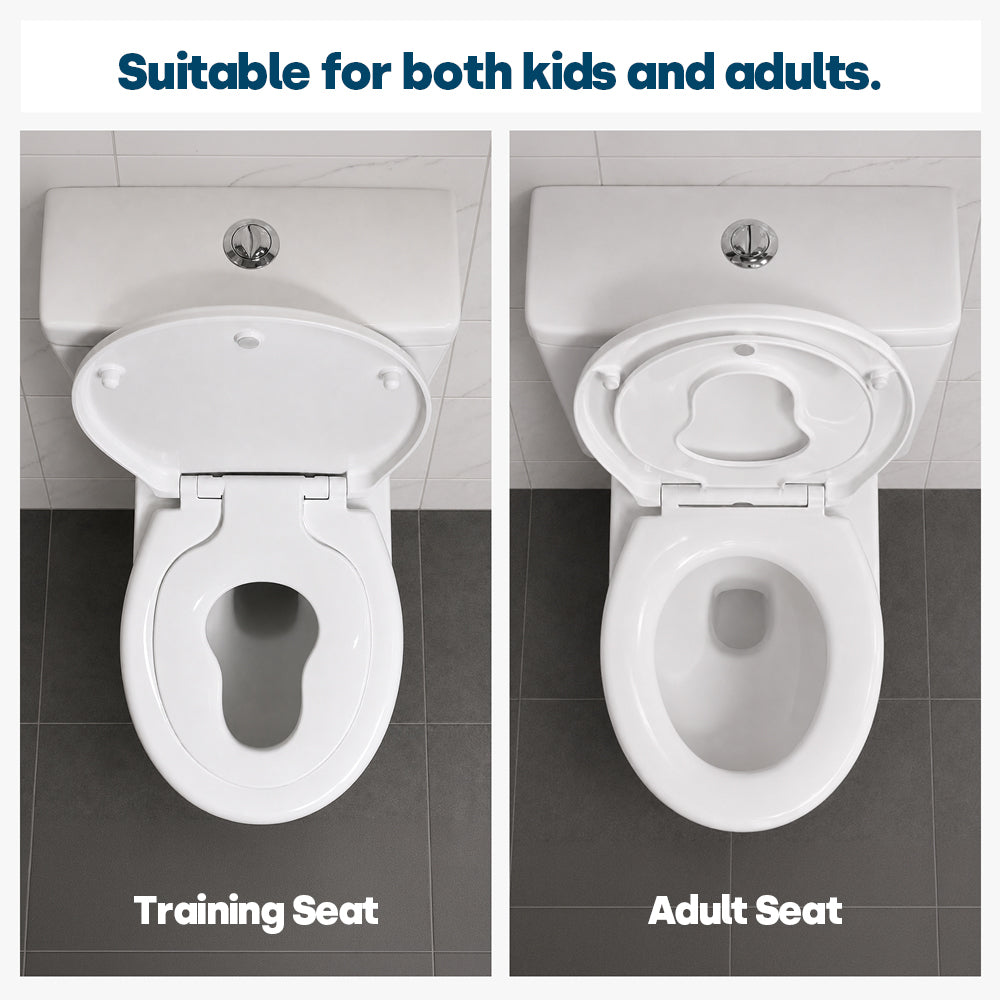 Livivo Soft Close Family Toilet Seat - Oval White With Quick Release Button For Easy Cleaning