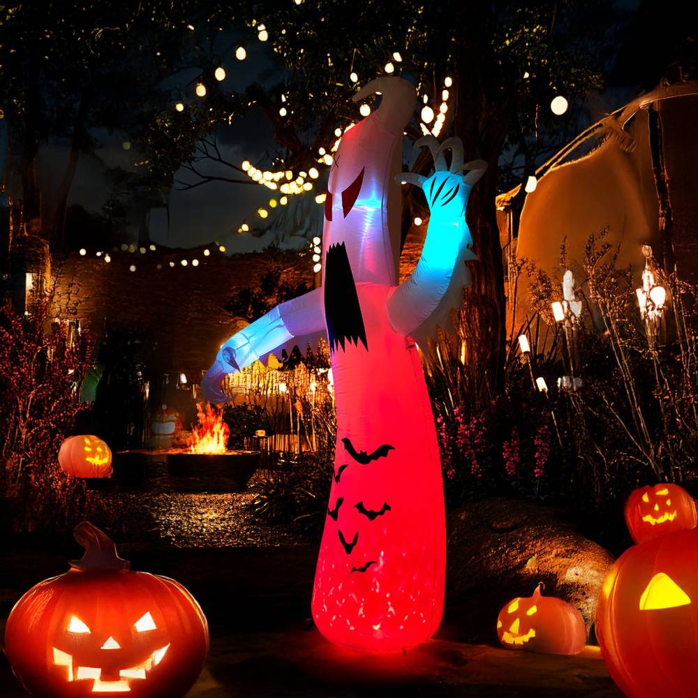 8ft Halloween Inflatable Spooky Ghost Decorations With Build-in Led Lights
