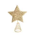 Christmas Tree Star Topper Golden Glitter Ornaments Home Party Decor
