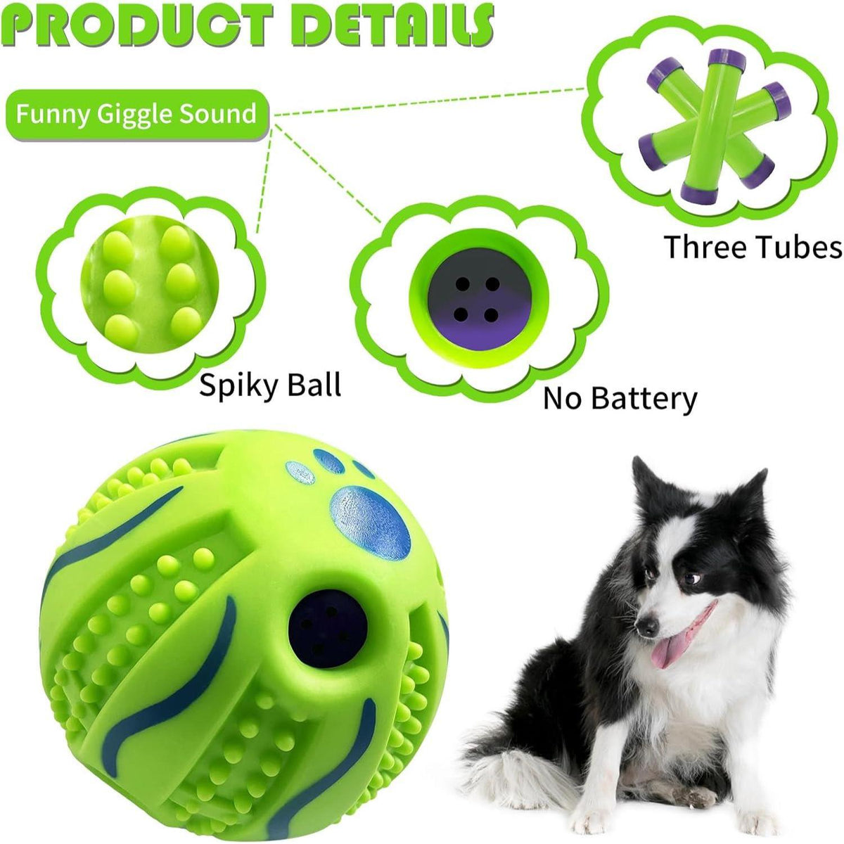 Dyzi Textured Pet Sound Ball 7 Cm Durable Dog Toy Giggle Sounds Interactive