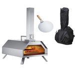Pizza Oven With Built-in Thermometer, Rain Cover & Pizza Paddle, Silver