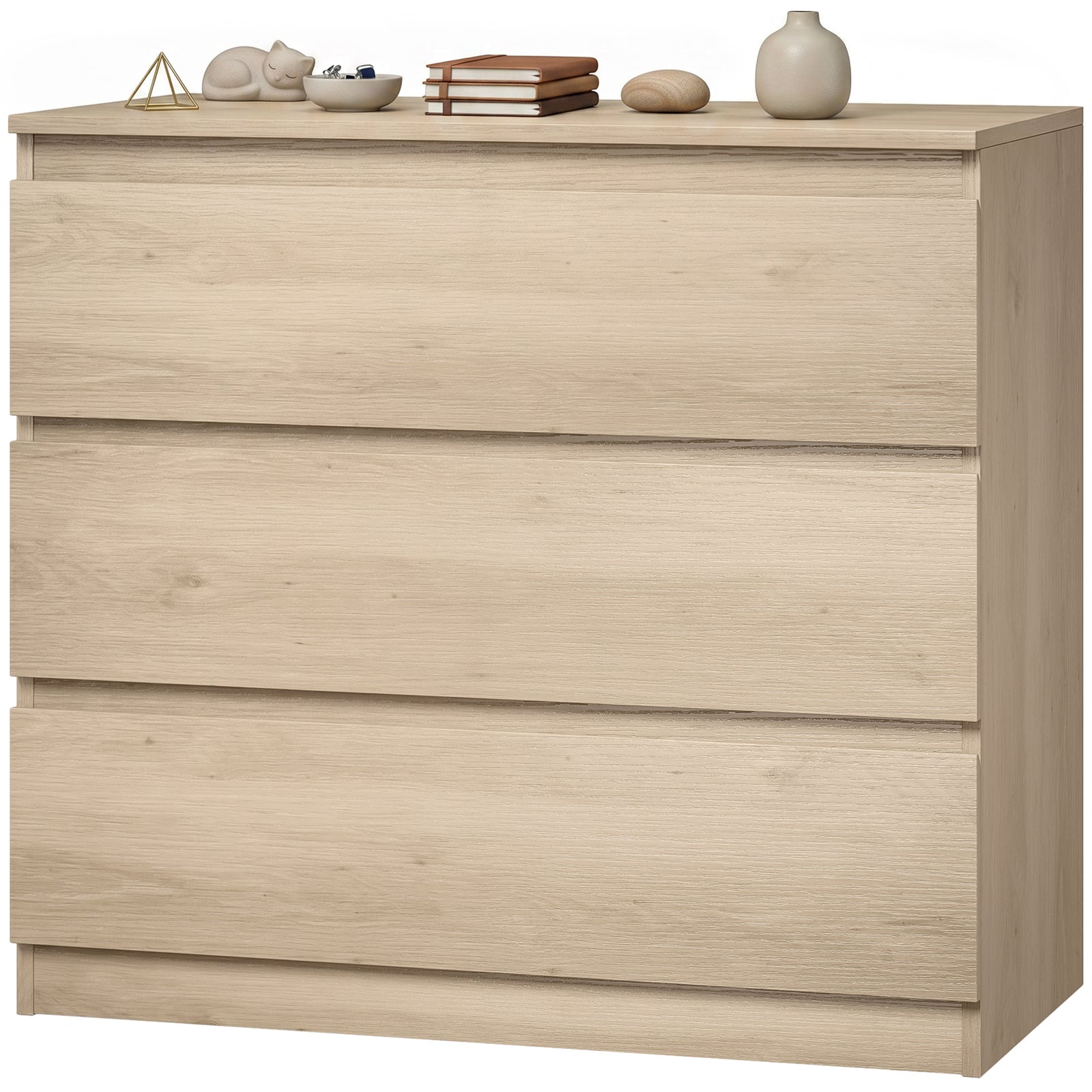 HOMCOM 3-drawer Storage Organiser Unit For Living Room, Oak