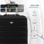 55x40x20cm Lightweight Luggage Hard Shell Cabin Suitcase 60+ Airlines Approved - Carry On Case - 4 Wheels | 55 x 40 x 20cm | Black & Silver