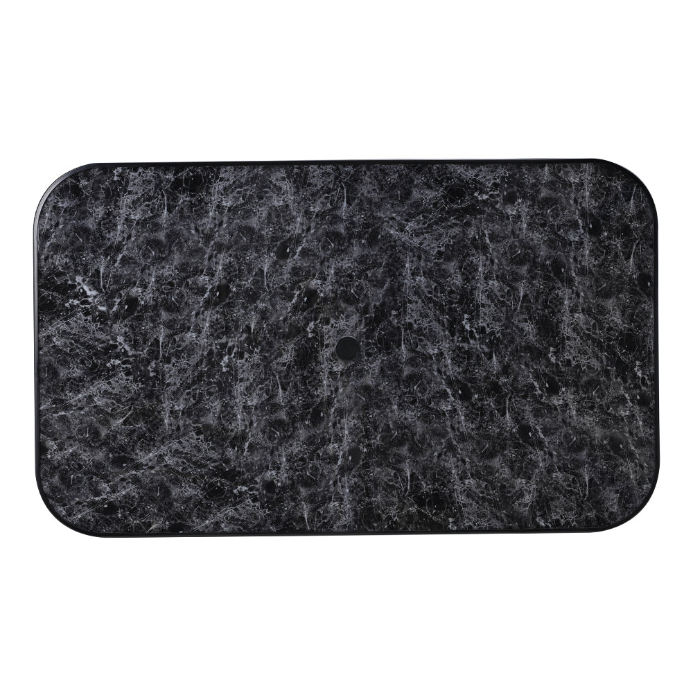 Rectangular Garden Tempered Glass Black Marble Coffee Table - 150w X 90d X 72h Cm