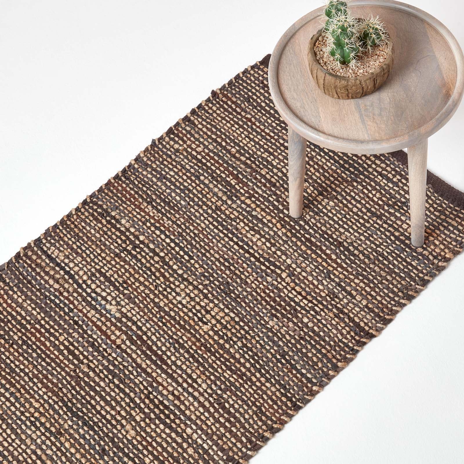 Madras Leather Hemp Rug | 200cm | Brown