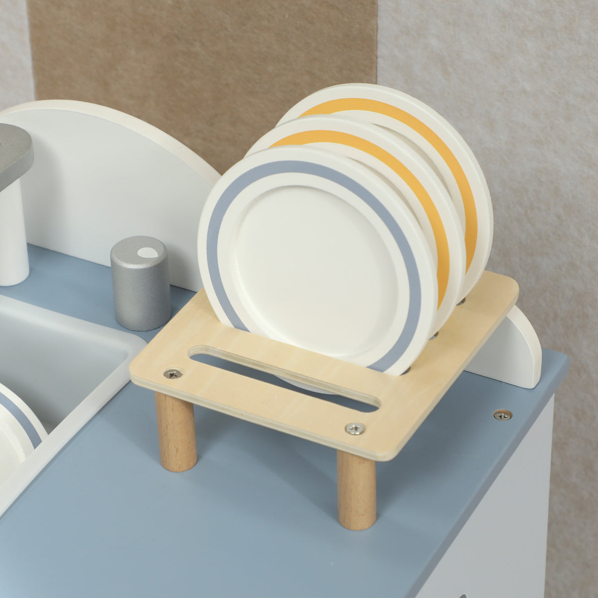 AIYAPLAY Wooden Dishwasher Playset, Kitchen Sink Toys With Accessories