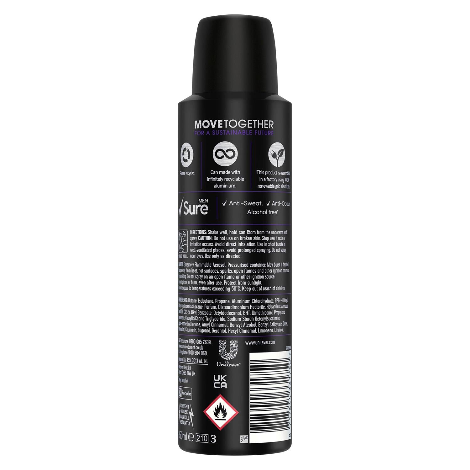 Multi Pack Alcohol Free Men Motion Sense Body Spray Deodorant, 150ml, 6pk | 6