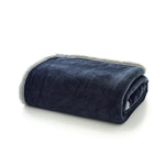 Hazelwood Ultra-soft Flannel & Sherpa Fleece Throw Blanket – 130 X 170cm | 130cm x 170cm | Navy Blue